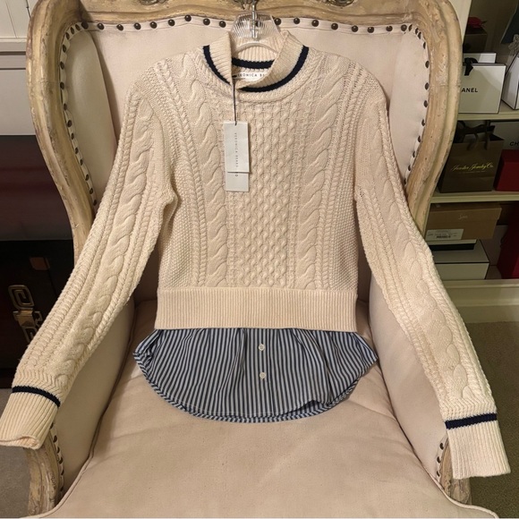 Veronica Beard cable knit mixed media sweater - Picture 10 of 14